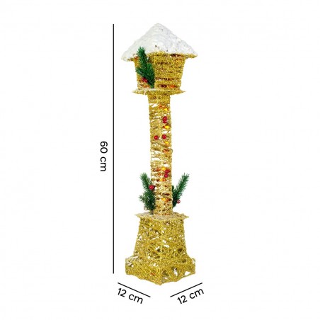 Lampe de Noël à emboîtement avec paillettes d'or miniatures 60H cm