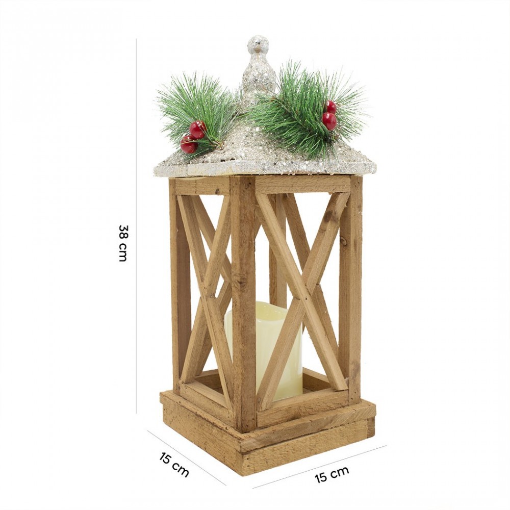 Lanterne de Noel décoration en bois avec...