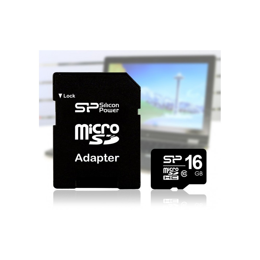 Carte mémoire Silicon Power 16 Go Micro SD Card avec adaptateur SD SDHC Class 4