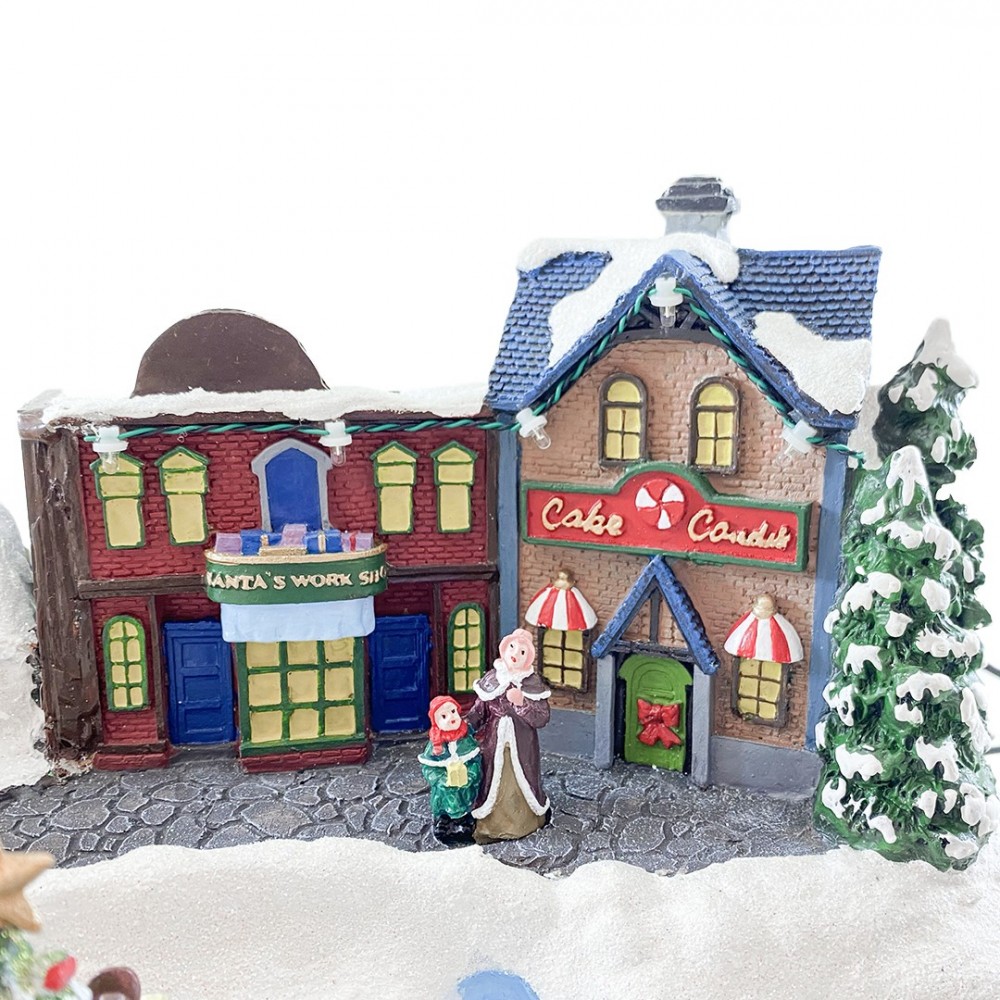 Village de Noel enneigé Carrousel Lumières Sons...