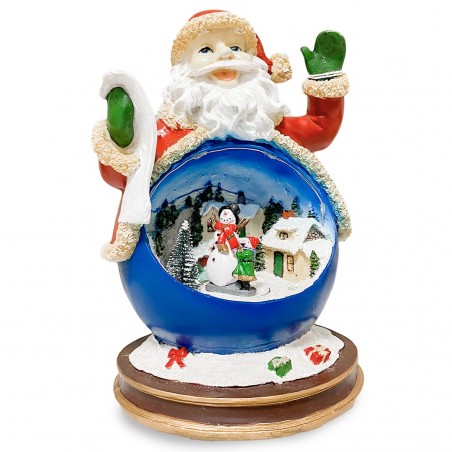 Père Noël en résine Ameublement lumières sons mouvement 16x16xH26Hcm