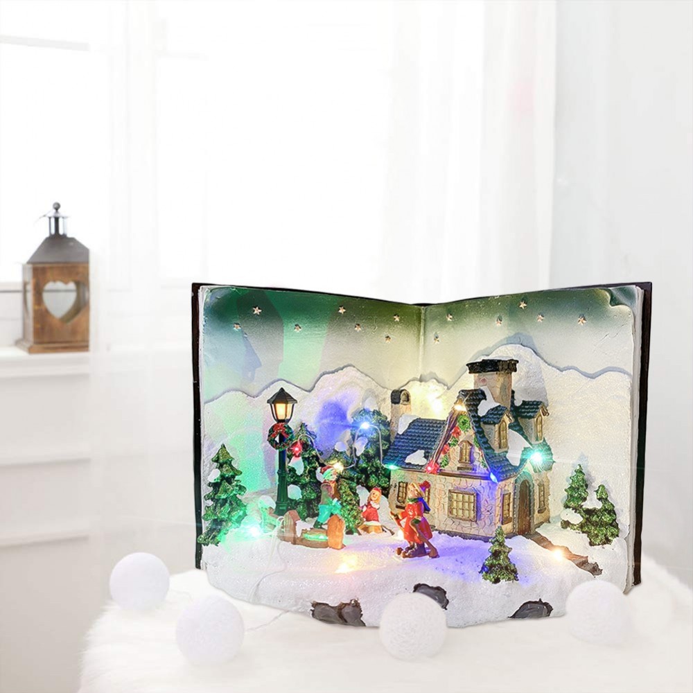 Livre gris Village de Noël avec lumières sons...