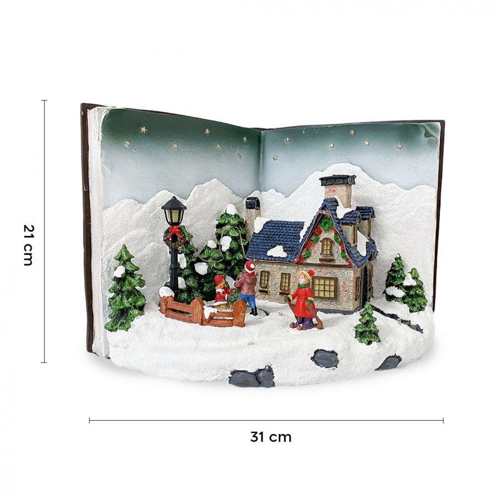Livre gris Village de Noël avec lumières sons...