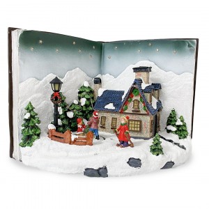 Livre gris Village de Noël avec lumières sons Mouvement...