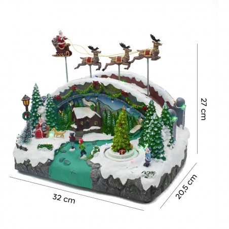 Village de Noel Scénario avec musique lumières et mouvement 27x20x32cm