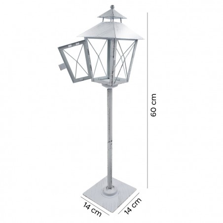 Lampadaire blanc de Noel décoration en métal et verre 60Hx14x14 cm