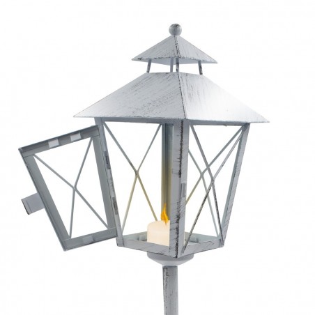 Lampadaire blanc de Noel décoration en métal et verre 60Hx14x14 cm