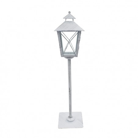 Lampadaire blanc de Noel décoration en métal et verre 60Hx14x14 cm