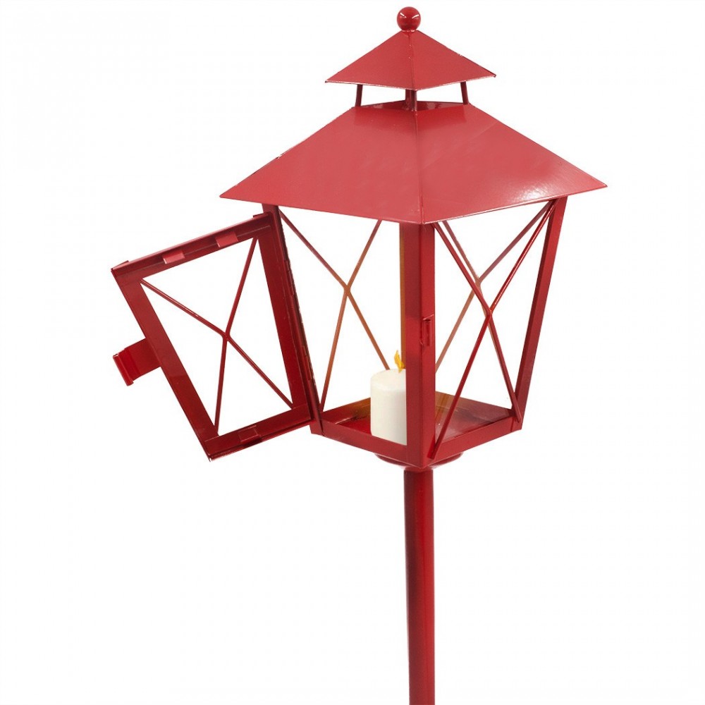 Lampadaire rouge de Noel décoration en métal et...