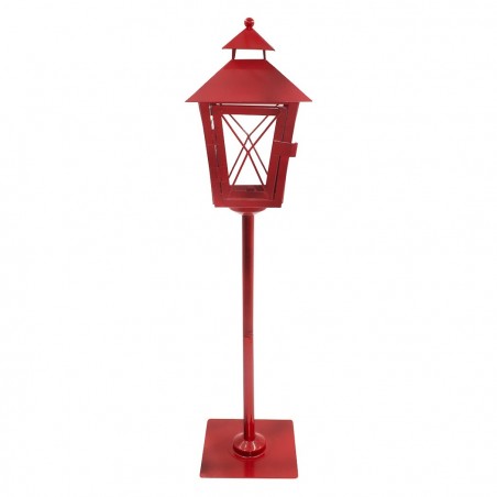 Lampadaire rouge de Noel décoration en métal et verre 60Hx14x14cm
