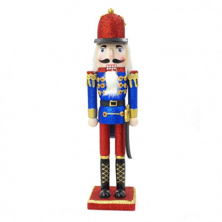 Casse-Noisette de Noel de soldat structure en bois paillettes 38Hcm