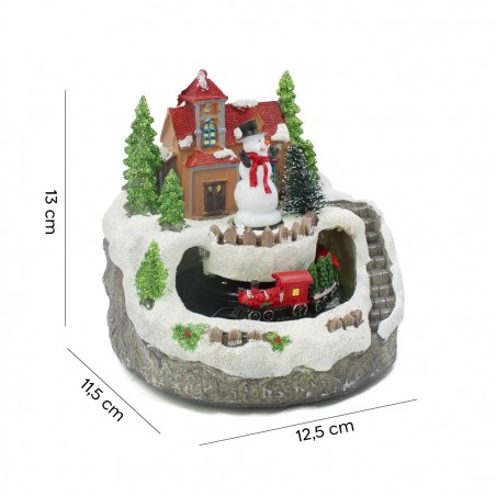 Carrousel scène de Noël enneigée avec musique lumières mouvement