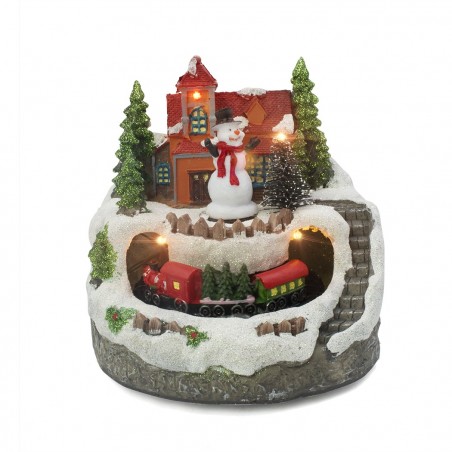 Carrousel scène de Noël enneigée avec musique lumières mouvement