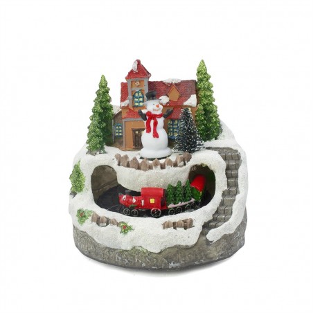 Carrousel scène de Noël enneigée avec musique lumières mouvement