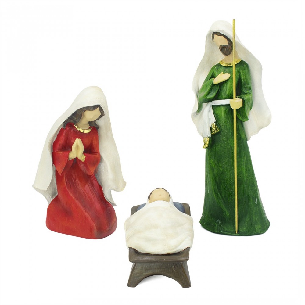 Crèche avec 3 personnages en résine 907463 41 cm décoration de Noël