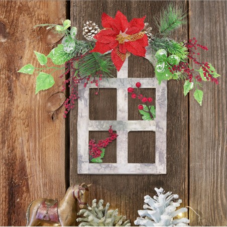 Décoration de fenêtre derrière la porte fleur Décoration Noël en bois