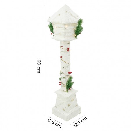 Lampe de Noël à emboîtement blanche paillettes et mini lumières 60HCm