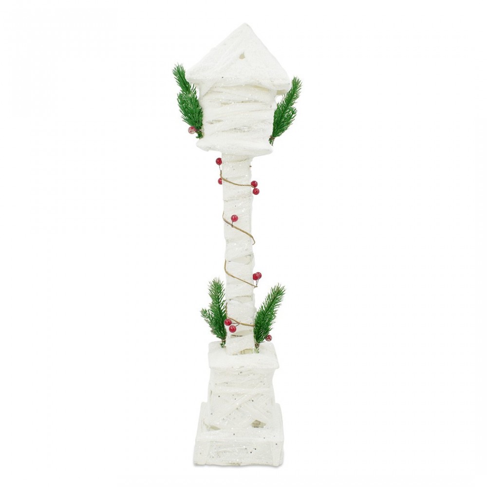 Lampe de Noël à emboîtement blanche paillettes et mini lumières 60HCm