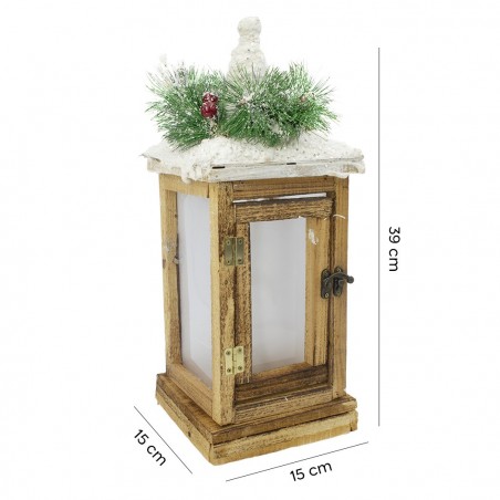 Lanterne de Noël 859823 Décoration et éclairage en bois L15xL15xH39 cm
