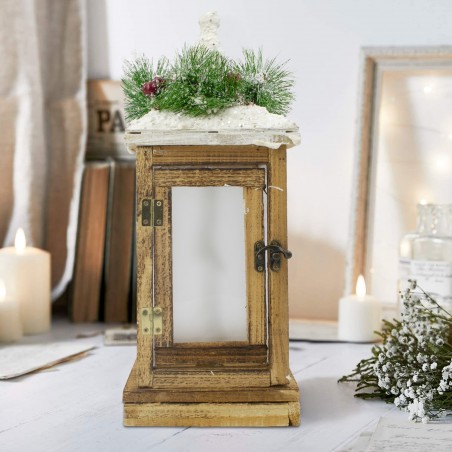 Lanterne de Noël 859823 Décoration et éclairage en bois L15xL15xH39 cm