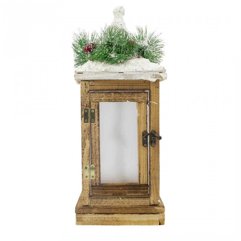 Lanterne de Noël 859823 Décoration et éclairage en bois L15xL15xH39 cm