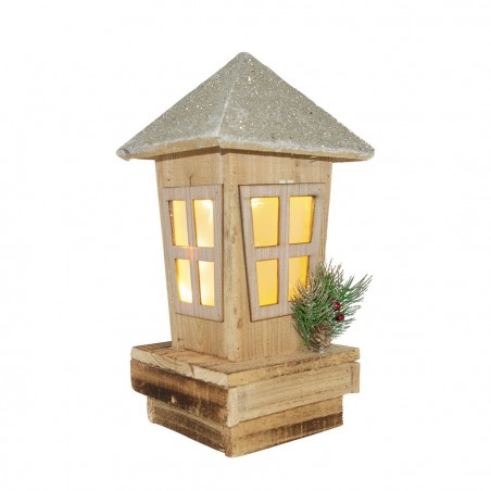 Lanterne de Noël 859717 décoration en bois avec paillettes éclairage