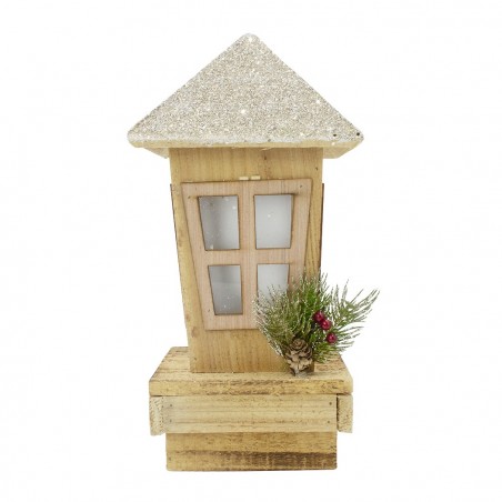 Lanterne de Noël 859717 décoration en bois avec paillettes éclairage