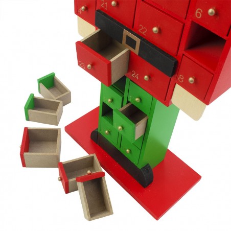 Soldat Casse-Noisette avec calendrier de l'Avent en bois 46Hx19Lx9P cm
