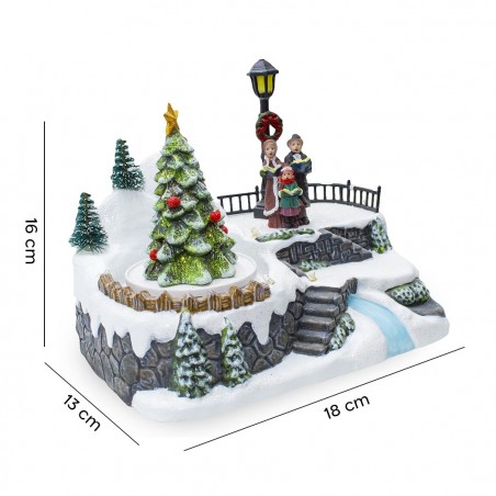 Village de Noël Scénario 361005 Éclairage Musique Et Mouvement 18x13x16Cm