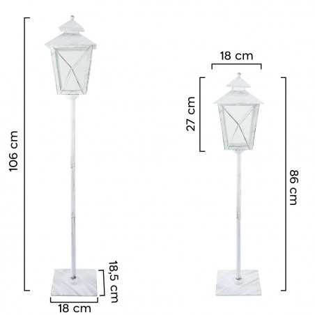 Lampadaire de Noël blanc décoration en métal et verre 106Hx18x18 cm