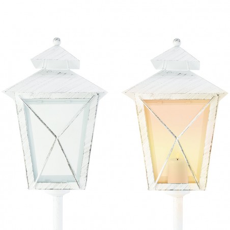 Lampadaire de Noël blanc décoration en métal et verre 106Hx18x18 cm