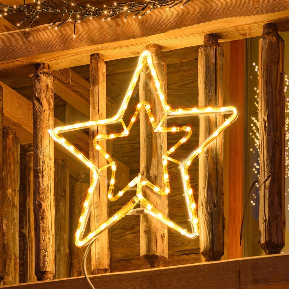 Éclairage de Noël avec étoiles, 2 pièces, 60 LED, blanc chaud
