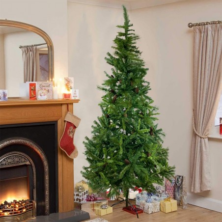 Sapin de Noël 240cm pommes de pin branches pliantes en PVC artificiel