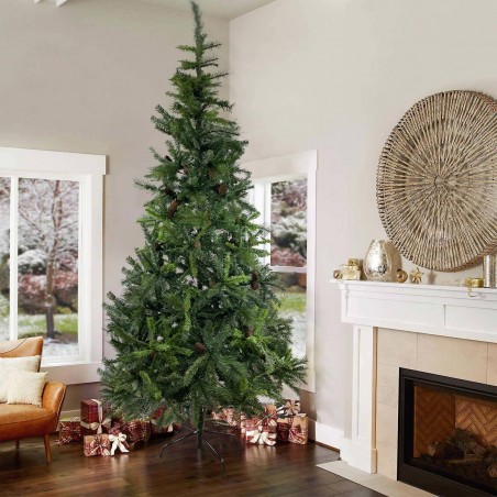 Sapin de Noël 240cm pommes de pin branches pliantes en PVC artificiel