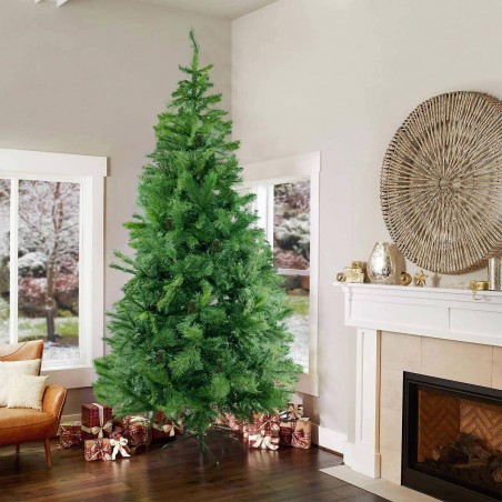 Arbre de Noël artificiel PVC 240Cm pommes de pin 900 branches pliantes