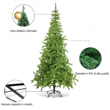 Arbre de Noël 210H Cm Avec 1004 Branches Pliables PVC Arbre d'Epicéa