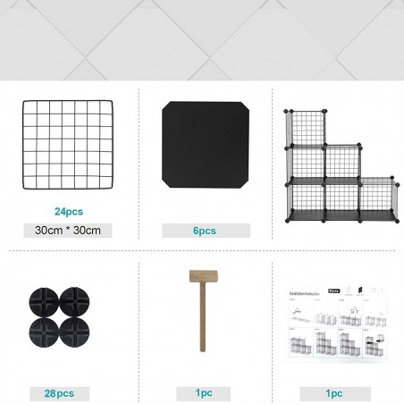 Étagère modulaire en treillis métallique 24 pièces d'étagères cubiques