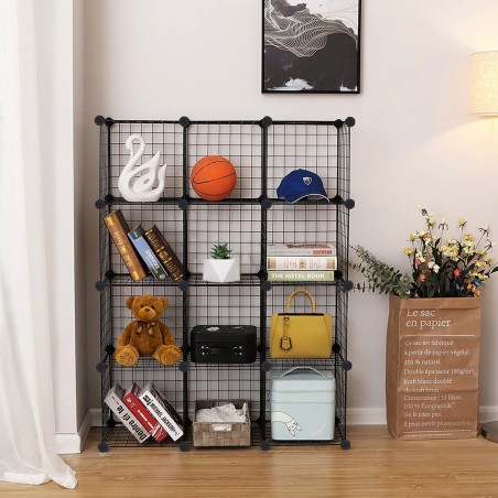 Étagère modulaire en treillis métallique 24 pièces d'étagères cubiques