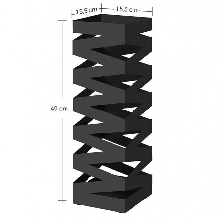 Porte-parapluies en métal noir carré design moderne crochets 49x15,5cm