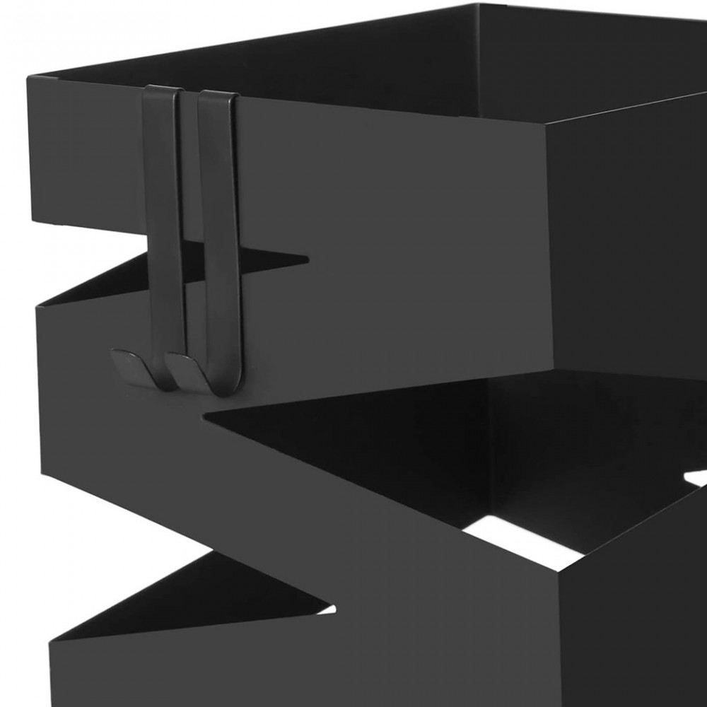 Porte-parapluies en métal noir carré design...