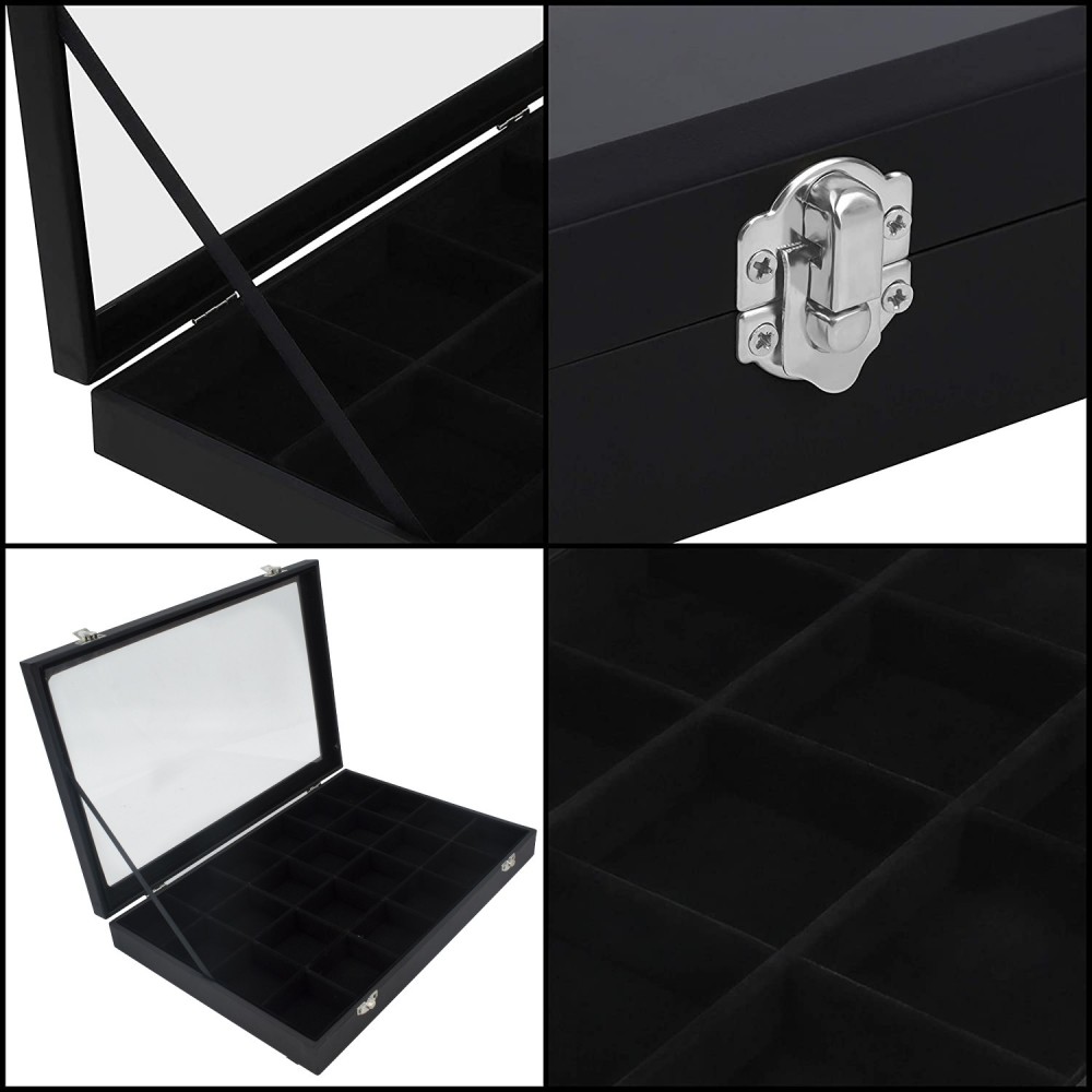 Boîte à bijoux noire à 24 compartiments...