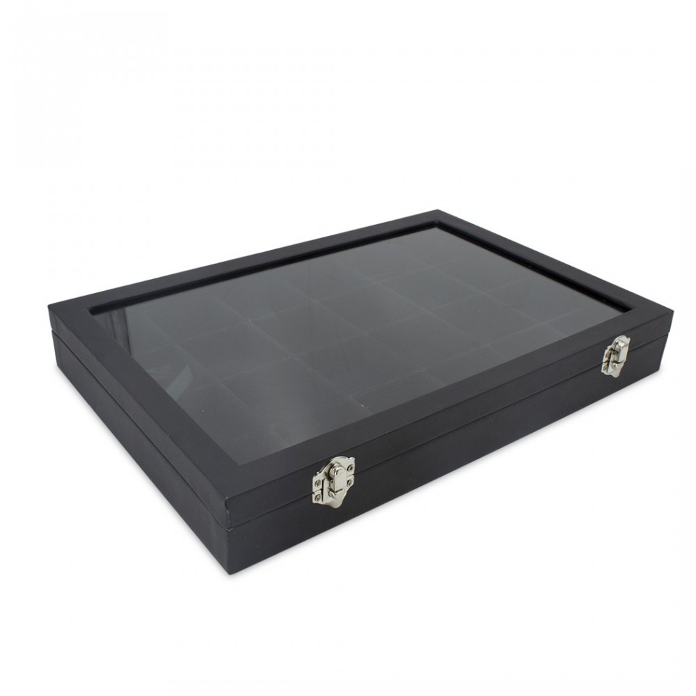 Boîte à bijoux noire à 24 compartiments...