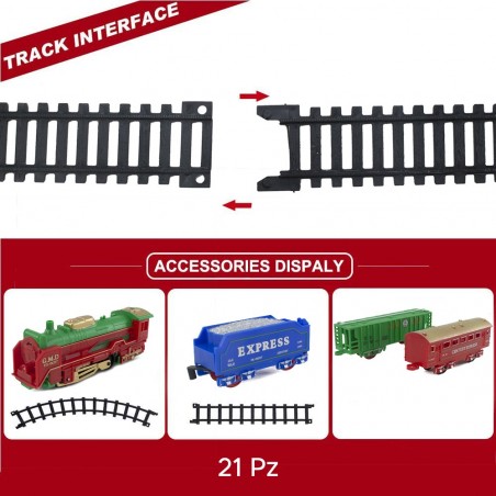 Train de Noël 21 pièces Décoration arbre Mouvement alimenté par piles