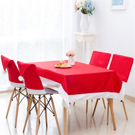 Set de 4 housses de chaise bonnet de Noël Père Noël 70 x 52 cm