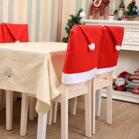 Set de 4 housses de chaise bonnet de Noël Père Noël 70 x 52 cm