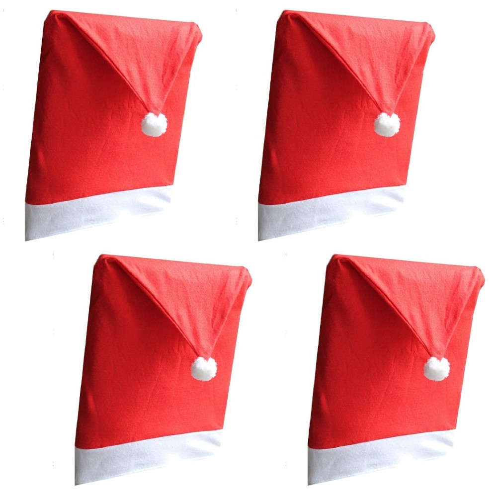 Set de 4 housses de chaise bonnet de Noël Père Noël 70 x 52 cm