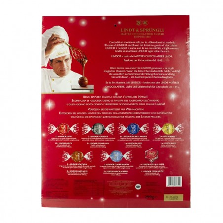 037899 Lindt Lindor Calendrier de Noël 24 chocolats assortis 299 gr