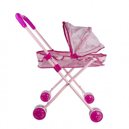 101246 Poussette pliante pour poupée rose avec auvent