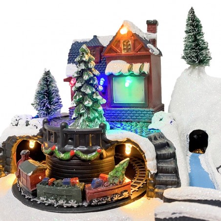 243009 Carrousel de Noël - Train avec lumières, sons et mouvements 24x16x17 cm