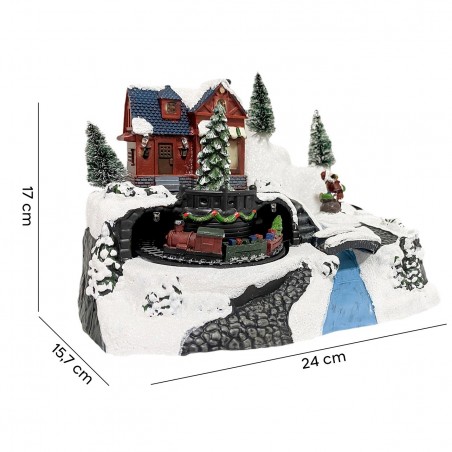 243009 Carrousel de Noël - Train avec lumières, sons et mouvements 24x16x17 cm